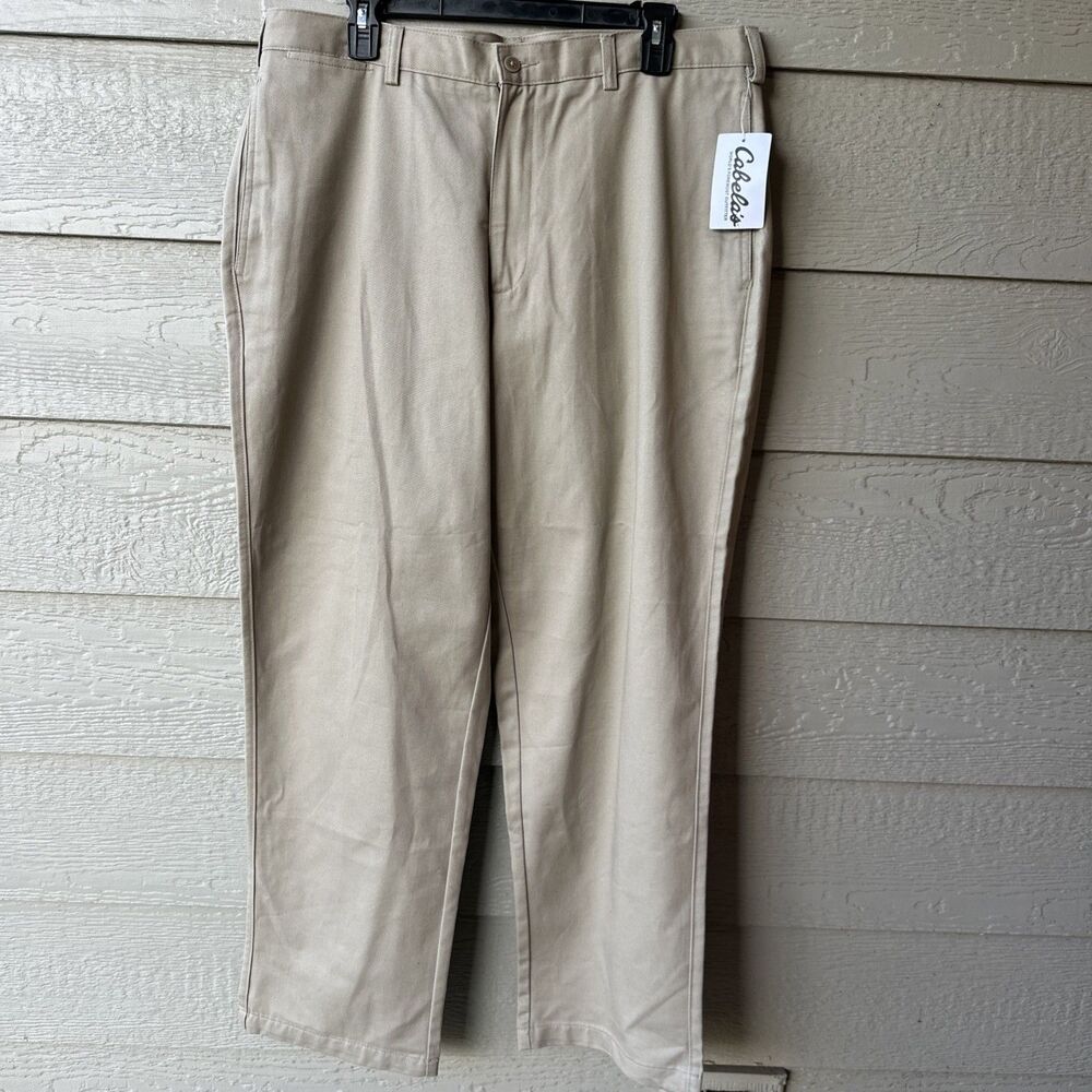 Cabela's Outfitter Series Khaki Pants Men's 36x30 Beige Cotton Flat Front Chinos